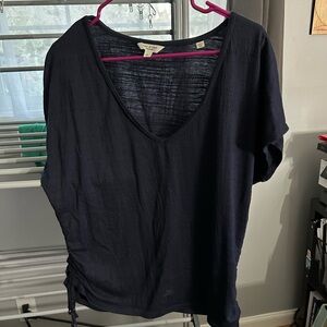 Max Studio Deep Blue V-Neck Blouse